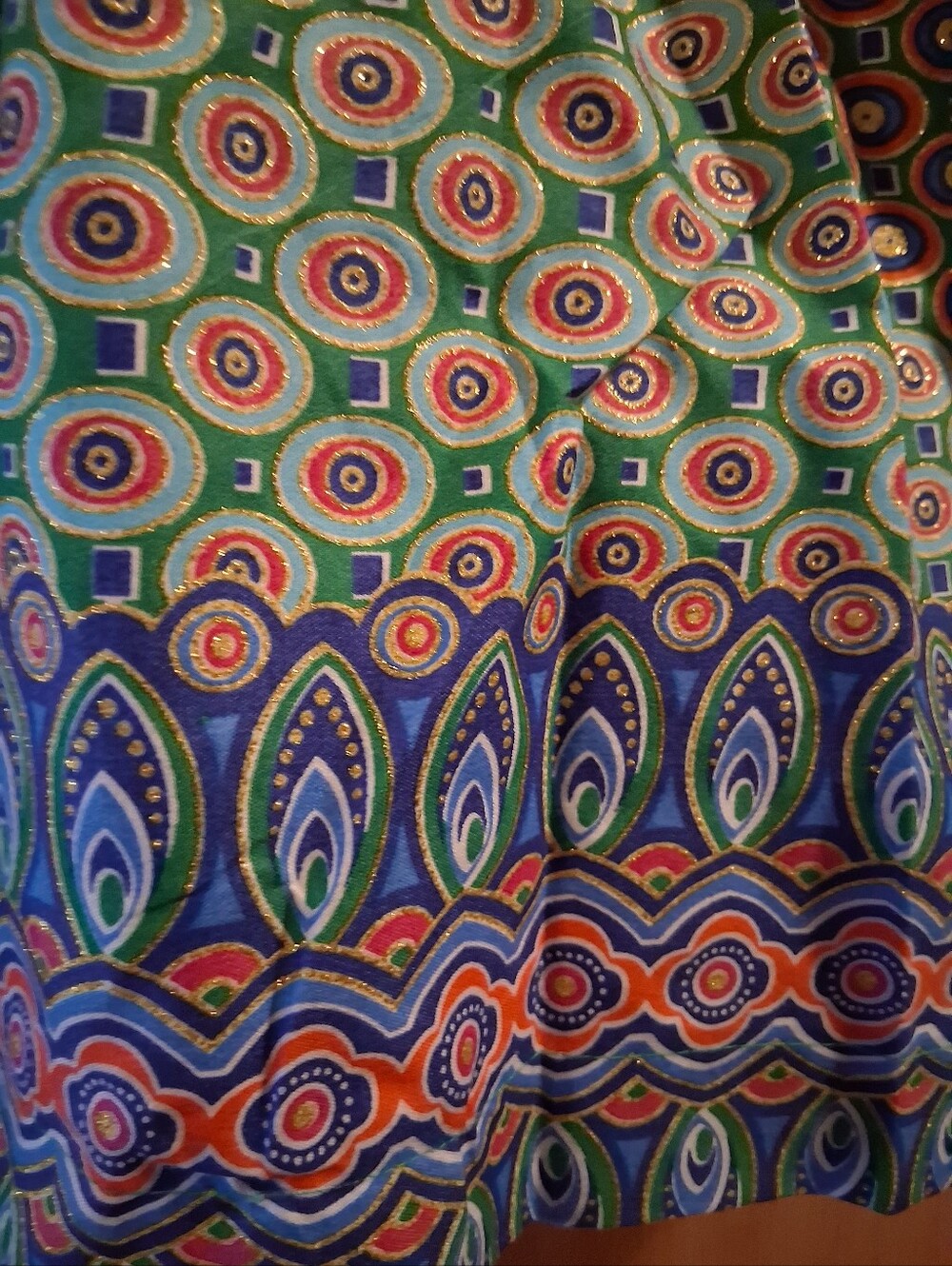 high-waisted African print skirt, vibrant, geometric pattern, No Size Tag - Picture 2 of 8